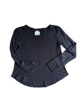 NEW ERGE baby waffle long sleeve top in black